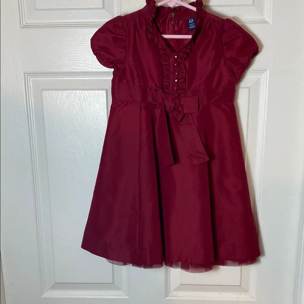 GAP Burgundy Kids Formal Dress Bow Detail Wedding Holiday 4 Year Old Toddler